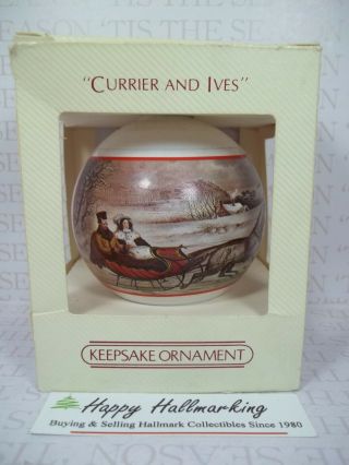 Hallmark 1982 Currier And Ives Glass Ball Ornament