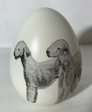 Eggzakly Porcelain Collectible Egg Bedlington Terrier Dog