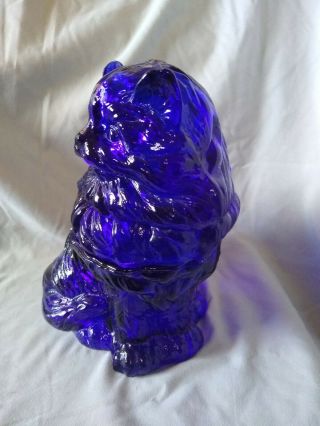 Vintage Glass Cat,  Dark Cobalt Blue two - piece figurine hollow 7.  5 inches tall 3