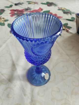 Vintage Avon Washington Blue Goblet Candle Holder