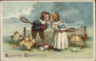 Easter Children Easter Greeting International Art Publishing Company Postcard