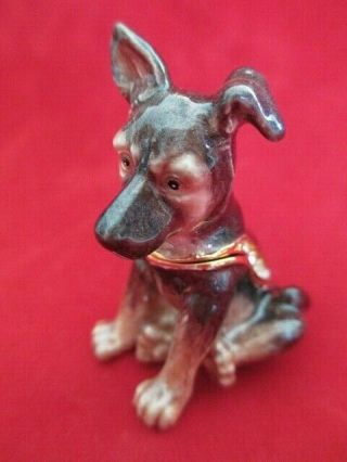 61182 Duke German Shepherd Pup Jeweled & Enamel Trinket Box Boutique Miniature