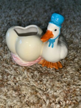 Vintage Schmid 1979 Jemima Puddle Duck Or Goose Planter Vase Ceramic Porcelain
