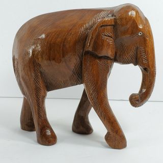 Vintage Large Wooden Hand Carved Elephant 7 " X 6.  5 " (bc)