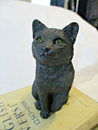 Vintage Sandicast Black Cat Green Glass Eyes Figurine Retired M710 1990