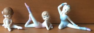 3 Enesco Bisque Porcelain Dance Ballerina Figurine Dancing Girls