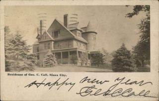 1908 Rppc Sioux City,  Ia Residence Of George C.  Call Woodbury,  Plymouth County