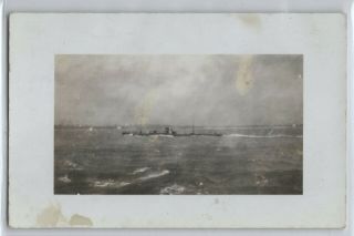 Wwi German U - Boat Submarine In York Harbor; Photo Postcard Rppc K