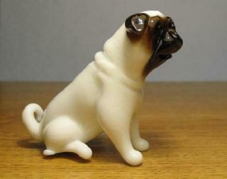 Pug Dog Handmade Blown Art Glass Figurine Miniature