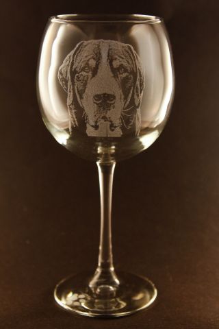 Etched Greater Swiss Mountain Dog On Large Elegant Wine Glasses - Set Of 2