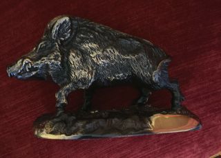 Interkomet Solid Heavy Brass Wild Boar Pig Large Statue Made In Poland