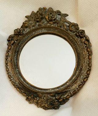 Vintage Small Metal Mirror E A Riba Co Inc Brooklyn Ny
