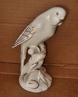 Czech Czechoslovakia Pottery Budgie Parakeet Parrot Bird Vintage Figurine Figure