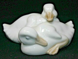 Vintage Nao By Lladro Daisa Glazed Porcelain Duckling Pair Figurine Spain,  Epoc
