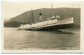 Rppc Ss Princess May Ship Wreck Sentinel Island 1910 Alaska Boat Real Photo H42