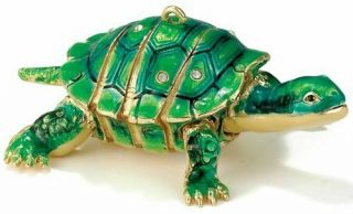 Green Turtle Bejeweled Articulated Cloisonne Hanging Christmas Ornament