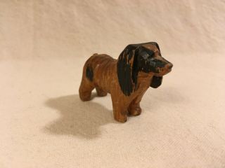 Antique Black Forest Germany Hand Carved Wooden Dog Figurine