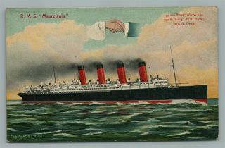 Rms Mauretania Ship Antique Postcard