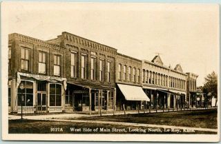 1913 Leroy,  Kansas Rppc Photo Postcard " West Side Of Main Street,  Looking North "