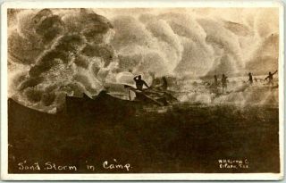 1920s El Paso,  Texas Rppc Postcard " Sand Storm In Camp " W.  H.  Horne Photo