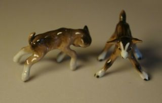 Hagen Renaker Vintage Miniature Set Of Goats; Kid; Butting And Standing