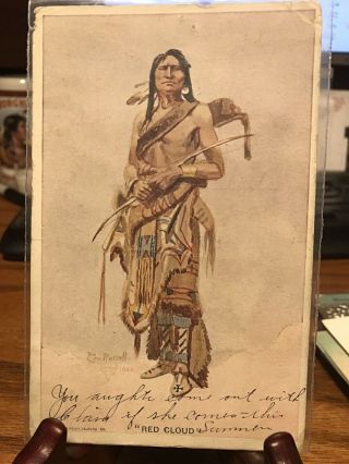 Antique Postcard Native American / Indian C M Russell / Ridgley Calander