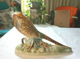 Vintage 70s Holland Mold Ceramic Pheasant Bird Statue Figurine 10 " X 14 " Hunting