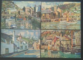 4 Postcards Of Looe And Polperro By John A.  Park,  The Star Process Engraving.