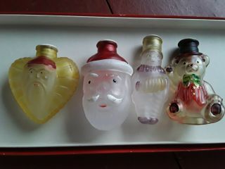 Vintage 1983 Old World Christmas Light Bulb Glass Covers Santa Teddy Bear Clown