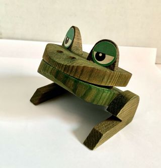 Vintage Wood/wooden Signed Studio Frank Meisler Israel Frog/toad Note Paper Clip