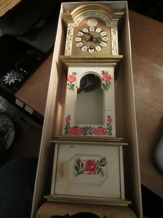 Vintage Miniature Wood Grandfather Clock Made In West Germany