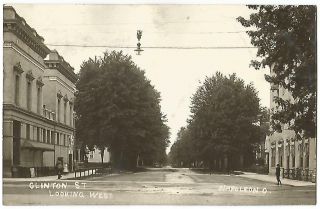 Napoleon Ohio Oh (henry County) Clinton Street Looking West Rppc 1909