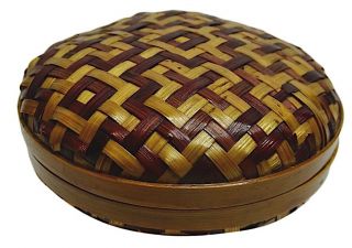 Vintage Trinket Box Woven Sweet Grass Basket W/ Lid Round Oval Weave