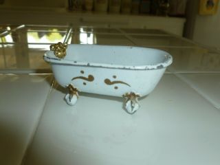 Cute Vintage Miniature Doll House Metal Claw Foot Bathtub 40 Made In Hong Kong