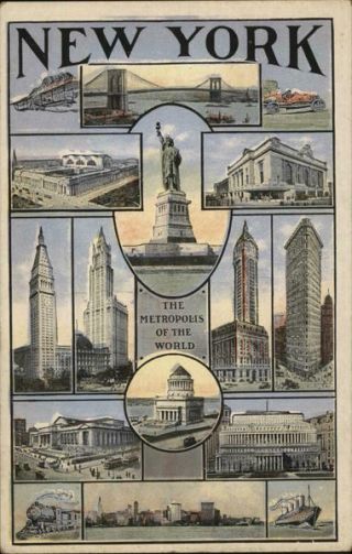 Views Of York City,  Ny Tichnor Antique Postcard Vintage Post Card
