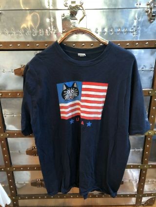 Crazy Shirt Hawaii B.  Kliban Navy Blue Usa Flag Xl 2012