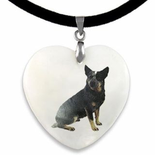 Australian Cattle Dog Natural Mother Of Pearl Heart Pendant Necklace Chain Pp228