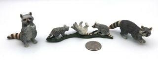Schleich Raccoon Family 2 Adults & Babies Wildlife Animal Figures 2009 Retired