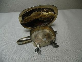 MEXICAN SILVER TURTLE TRINKET BOX W/INLAID ABALONE SHELL INSERTS MADE IN MEXICO 2