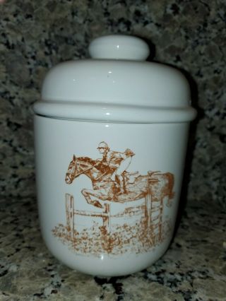 Viintage Ann Chapman Hunter Jumper Canister With Lid Equestrian Horse Award