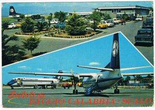 Postcard Reggio Calabria Airport Ati Douglas Dc - 9 Fokker F - 27 Aviation Airline