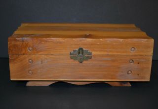Vintage Footed Wood Storage Trinket Jewelry Chest 10.  5” By 6.  25”