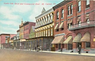 A View Of North Oak Street & The Commercial Hotel,  Mt Carmel,  Pennsylvania Pa