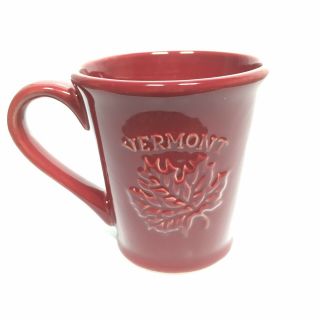 Ceramic Vermont State Glazed Coffee Cup Mug Fall Leaf Reddish Color