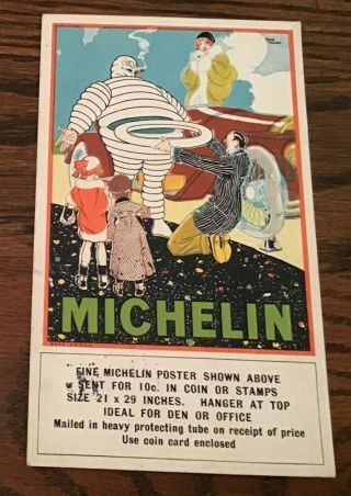 Antique Advertising Post Card Michelin Tires 1914