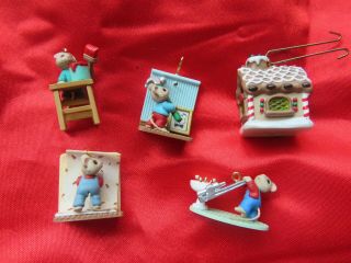 Hallmark 1997 Tiny Home Improvers Miniature Ornament Set Of 6 Mice Mouse Tools