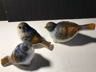 Vintage Blue Birds Figurines Set Of 3,  Ceramic,  Unique,  Bird Decor