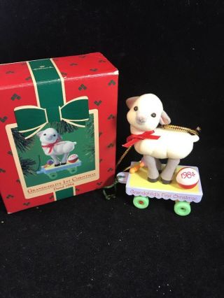 1984 Lamb Pull Toy Hallmark Ornament Grandchild 