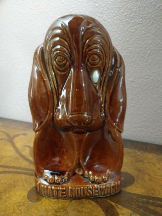 Vintage Ceramic Sad Tear Basset Hound Dog Figurine " I Hate Housework "