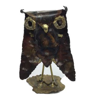 Vintage Owl Metal Figure Art Sculpture Colors: Black Brown Gold Copper Red